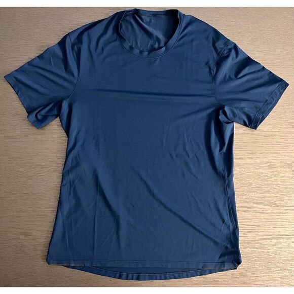 Lululemon Men's Small Blue Short Sleeve Stretch Crew Neck Running Training Shirt - Picture 1 of 5
